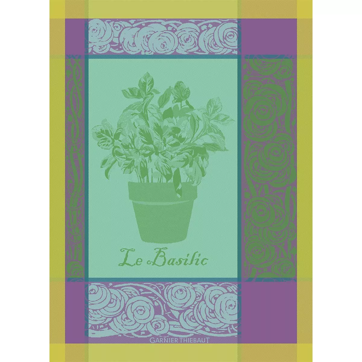 garnier thiebaut Torchon pur coton coloris vert purple Basilic purple