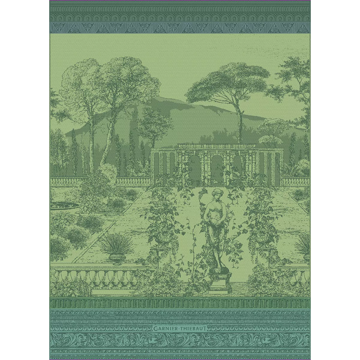 garnier thiebaut Torchon pur coton coloris vert vert Jardin spirituel vert