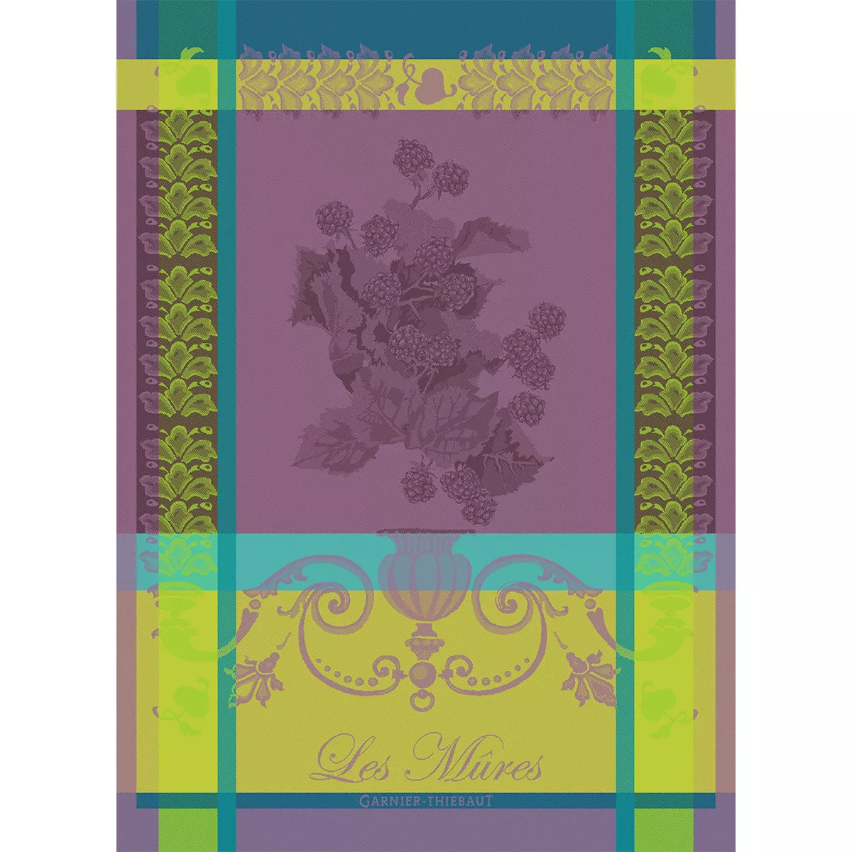 garnier thiebaut Torchon pur coton coloris vert violet Les mures violet
