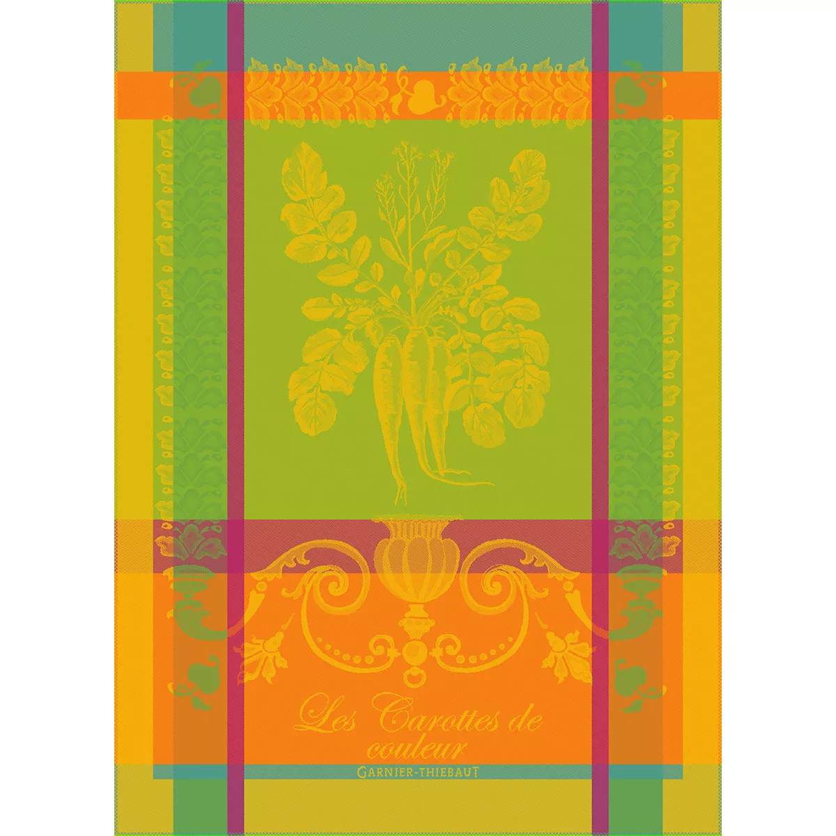 garnier thiebaut Torchon pur coton coloris vert zeste Carottes de couleur zeste