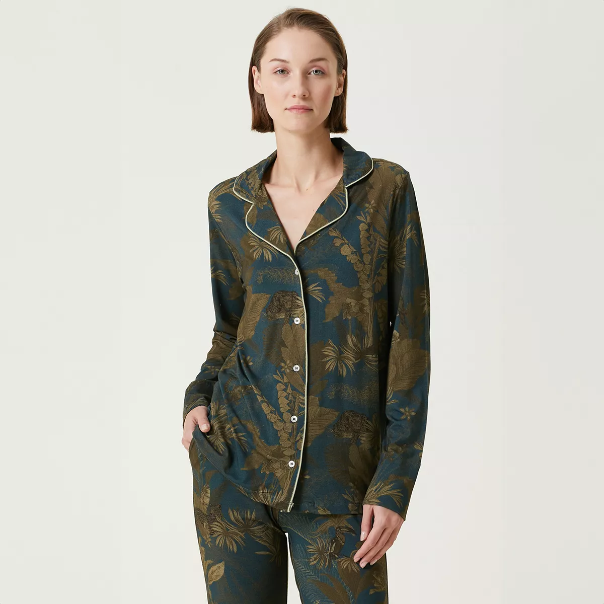 garnier thiebaut Veste jersey de viscose & élasthanne coloris bleu bleu dore Rainforest bleu dore