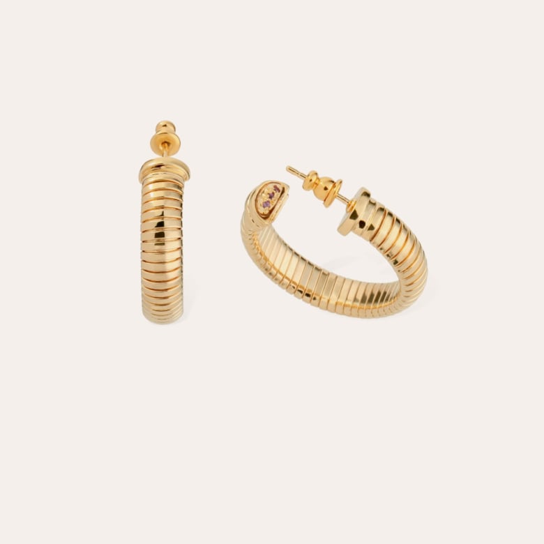 Gas Bijoux Boucles D'oreilles Antigone Petit Modèle Dorées - Améthyste - Capsule Les Précieux