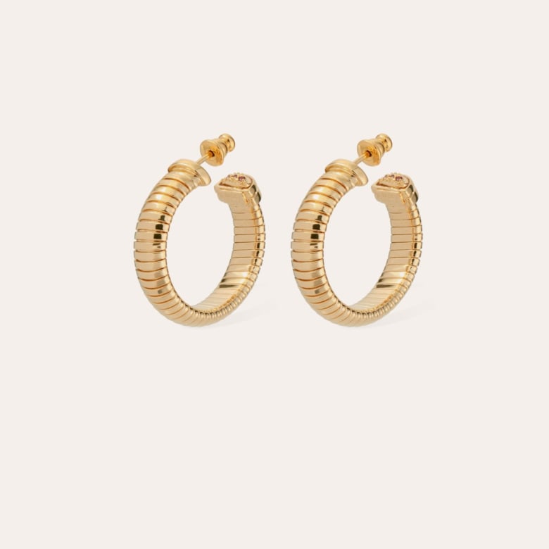 gas bijoux Boucles d'oreilles Antigone petit modèle dorées - Améthyste - Capsule Les Précieux