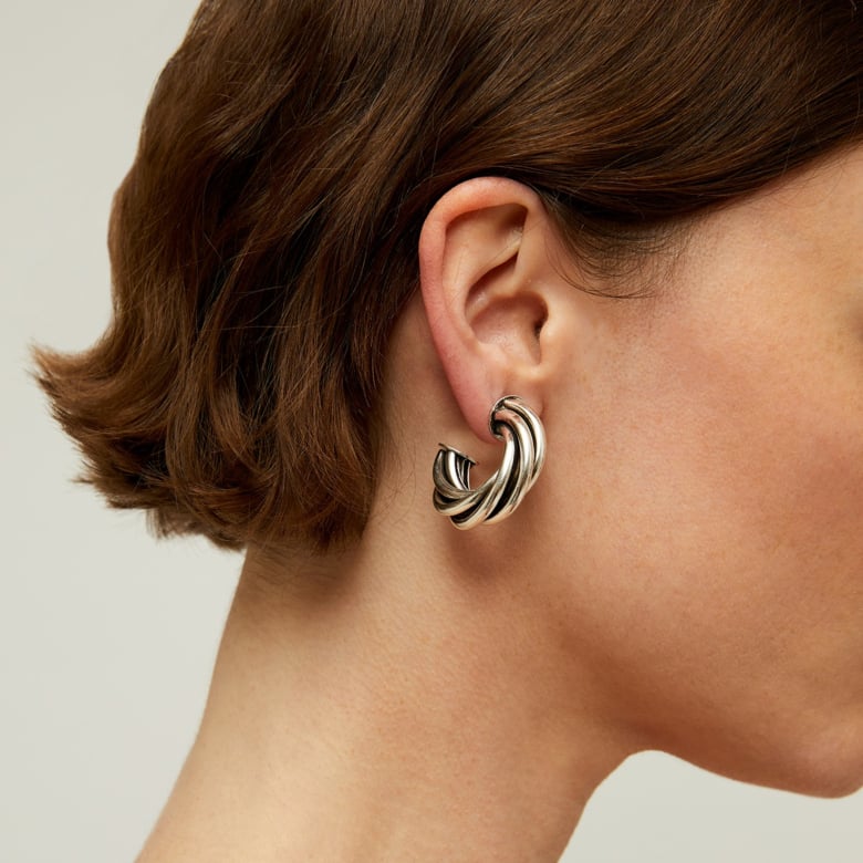 Gas Bijoux Boucles D'oreilles Créoles Atik Petit Modèle Argentées