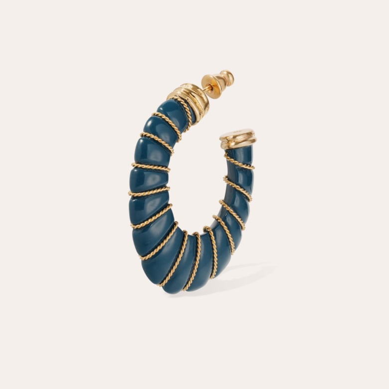 Gas Bijoux Boucles D'oreilles Cyclade Petit Modèle Acétate Dorées - Bleu