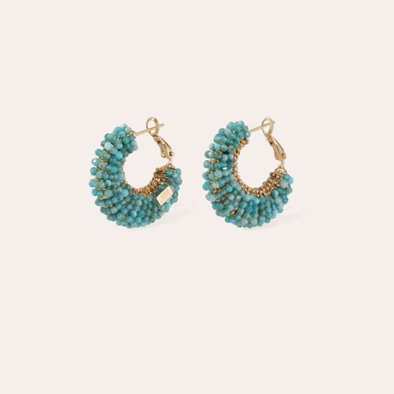 gas bijoux Boucles d'oreilles Izzia petit modèle dorées - Apatite bleue