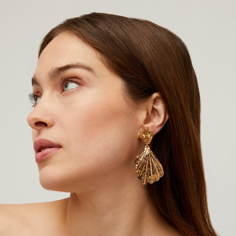 Gas Bijoux Boucles D'oreilles Shellona Grand Modèle Dorées