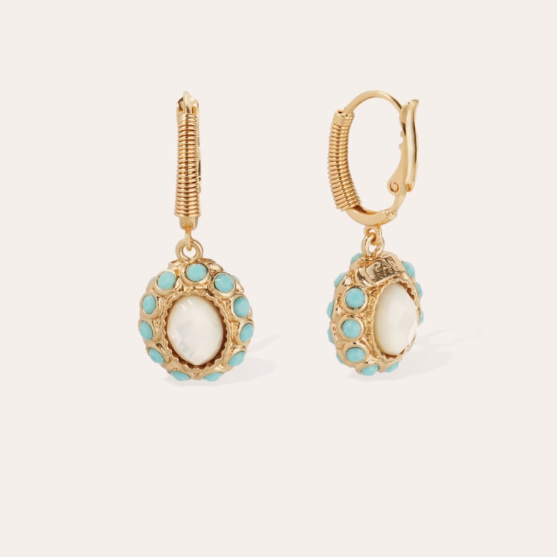 Gas Bijoux Boucles D'oreilles Tao Splash Dorées - Nacre Blanche