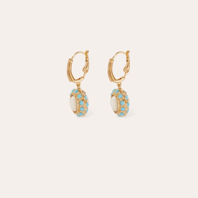 gas bijoux Boucles d'oreilles Tao Splash dorées - Nacre blanche