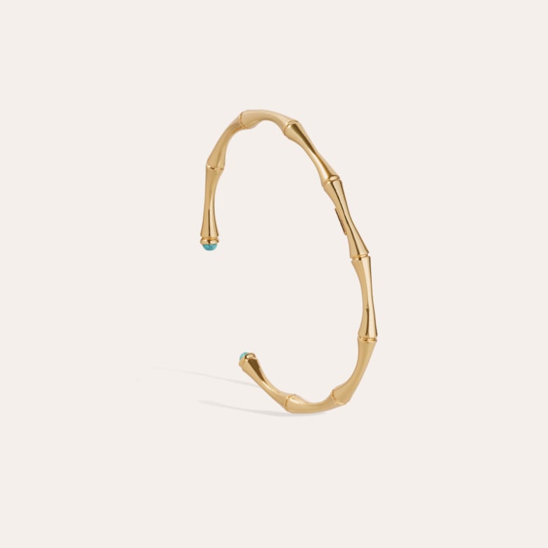 Gas Bijoux Bracelet Bambou Cabochons Jonc Mini Doré - Turquoise Matrix