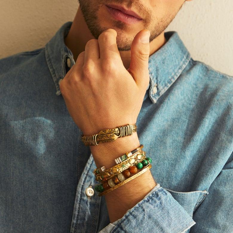 Gas Bijoux Bracelet Eliot Martelé Grand Modèle Doré