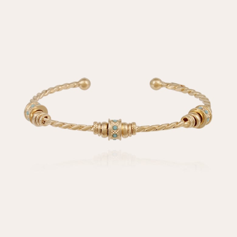 Gas Bijoux Bracelet Jonc Torsade 3 Strass Petit Modèle Doré