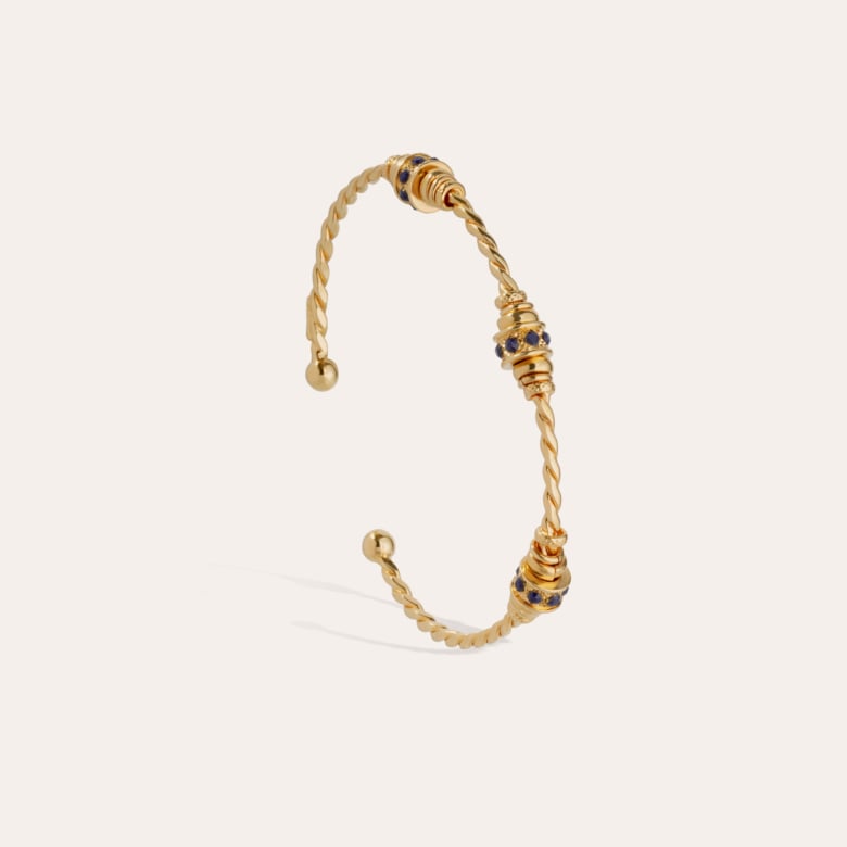 Gas Bijoux Bracelet Jonc Torsade 3 Strass Petit Modèle Dorées