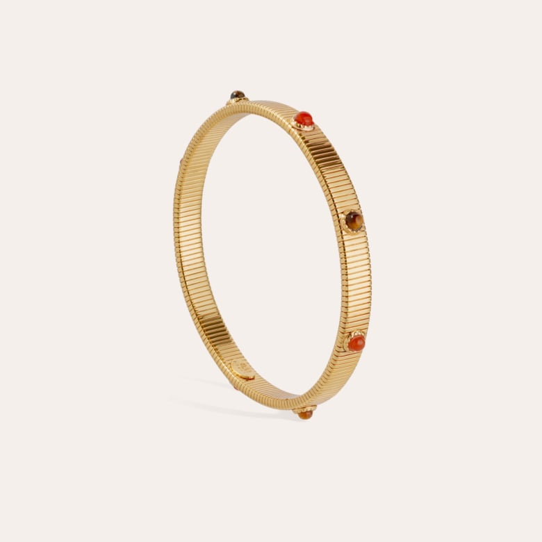 Gas Bijoux Bracelet Stradi Petit Modèle Doré - Cornaline & Oeil De Tigre