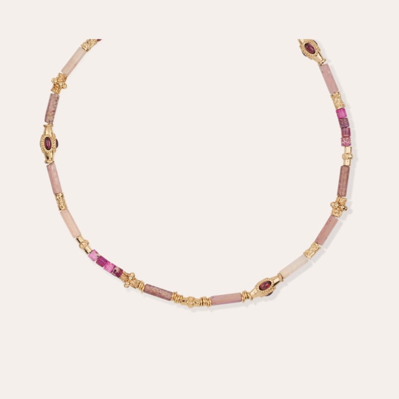 Gas Bijoux Collier Kali Bis Doré - Quartz Rose & Améthyste