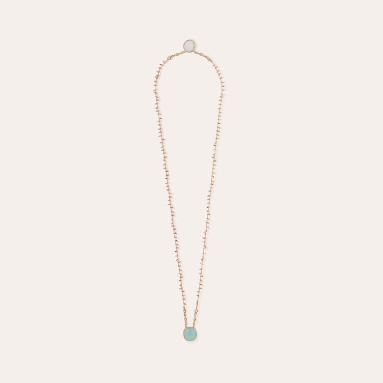 Gas Bijoux Collier Scapulaire Serti Doré - Cristal & Calcite Bleue