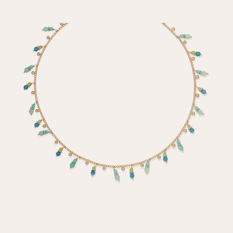 Gas Bijoux Collier Tangerine Doré - Apatite Bleue & Turquoise