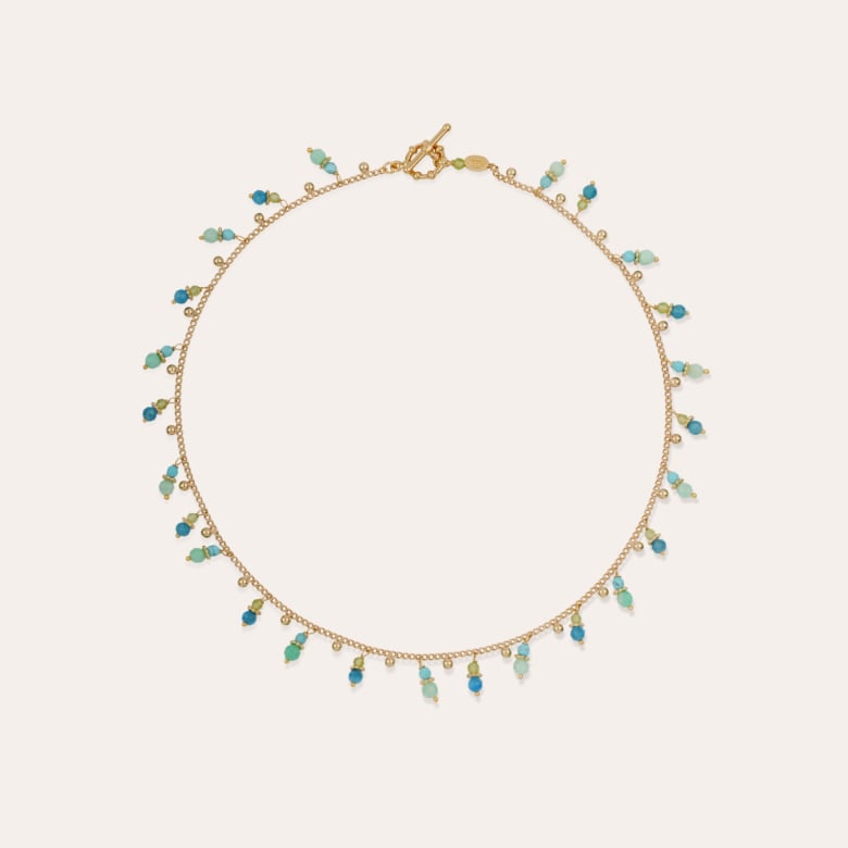 gas bijoux Collier Tangerine doré - Apatite bleue & Turquoise