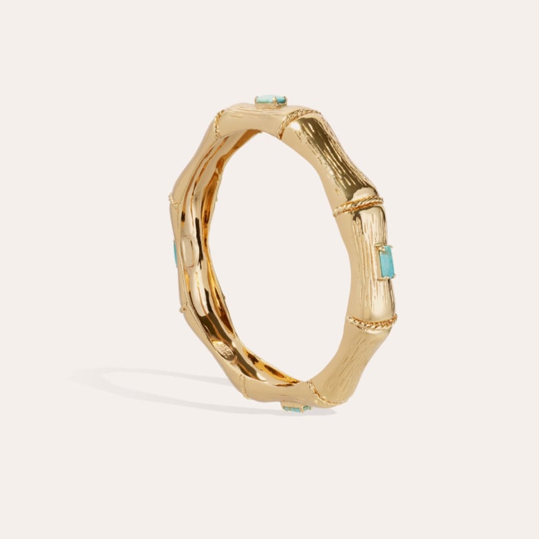 Gas Bijoux Bracelet Bambou Strass Doré - Turquoise