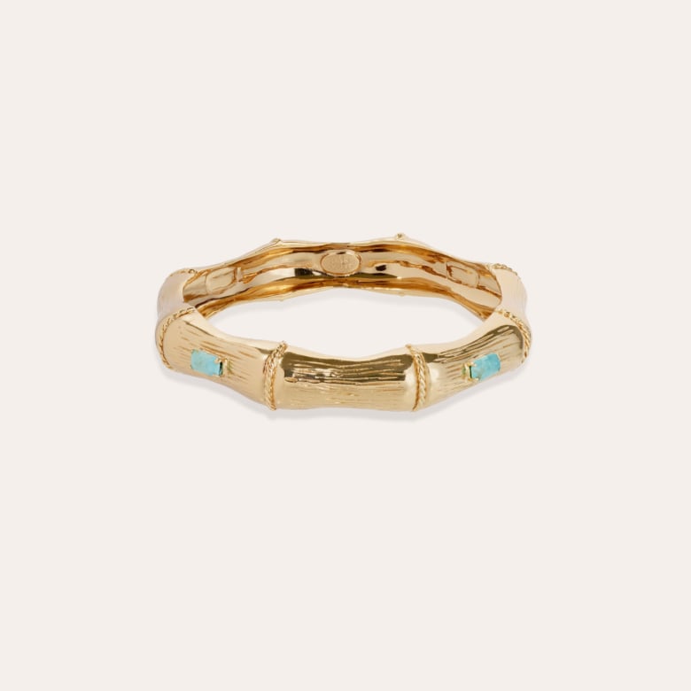 gas bijoux Bracelet Bambou strass doré - Turquoise gas bijoux Bracelet Bambou strass doré - Turquoise