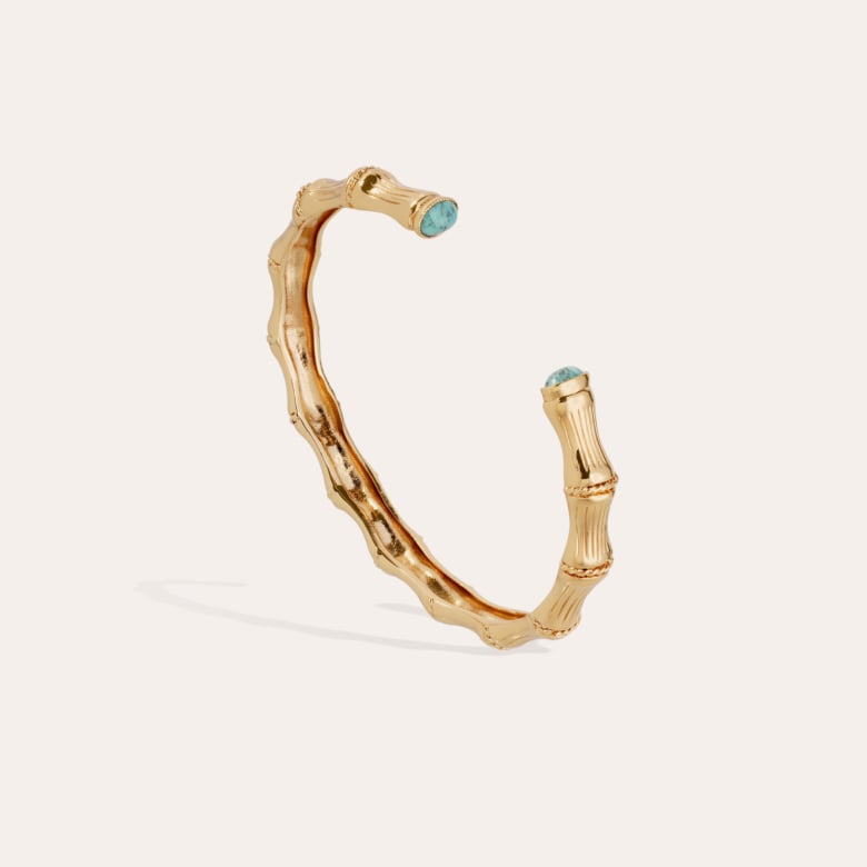 Gas Bijoux Bracelet Jonc Bambou Cabochons Doré