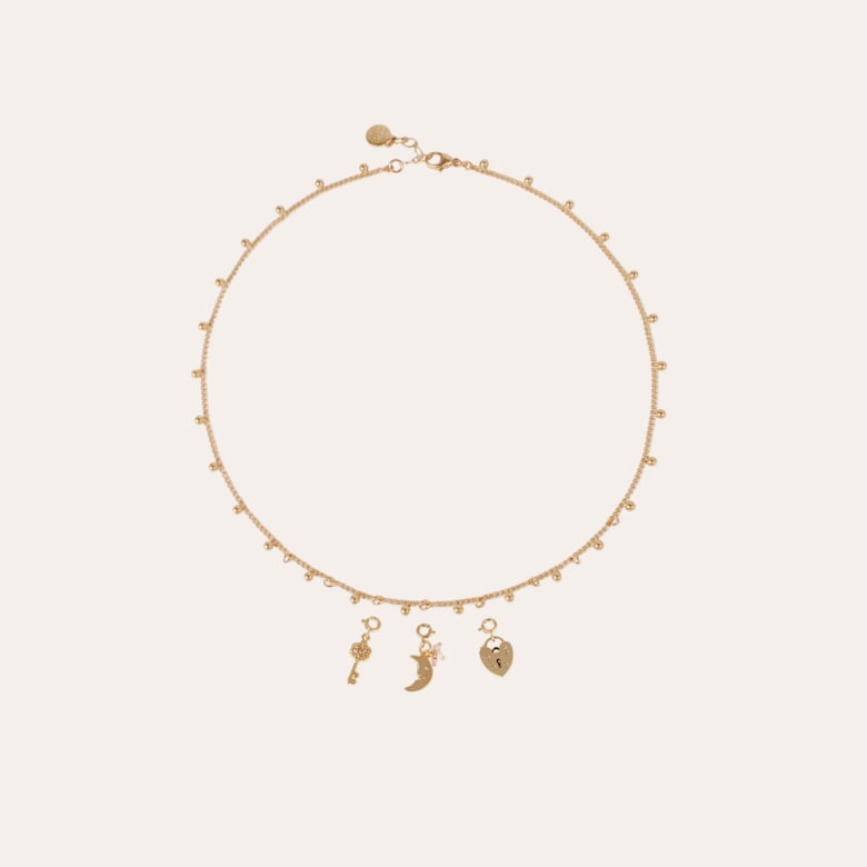 Gas Bijoux Charms Pendentif Clef Strass Doré