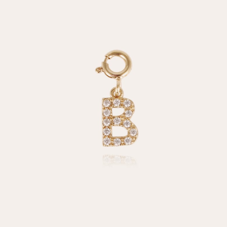 Gas Bijoux Charms Pendentif Lettre B Strass Doré