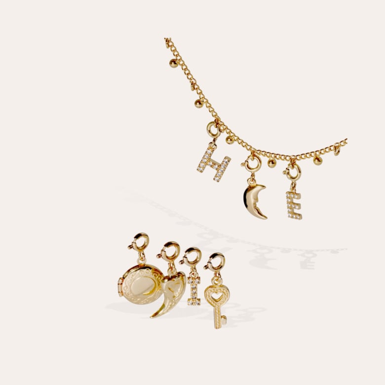 Gas Bijoux Charms Pendentif Lettre E Strass Doré