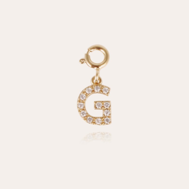 Gas Bijoux Charms Pendentif Lettre G Strass Doré