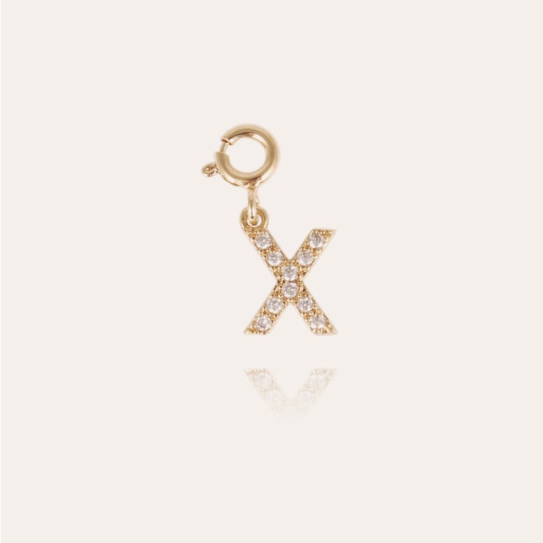 Gas Bijoux Charms Pendentif Lettre X Strass Doré