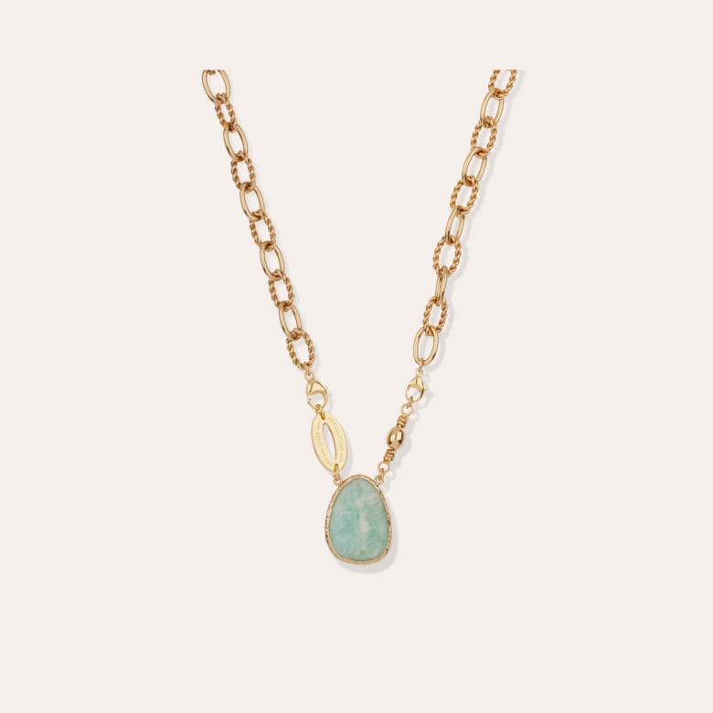 gas bijoux Collier Billy doré - Amazonite
