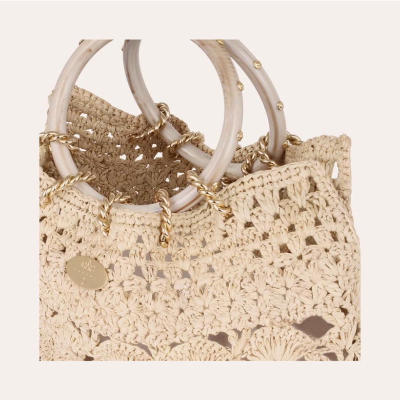 Gas Bijoux Sac Bourse Picot Raphia