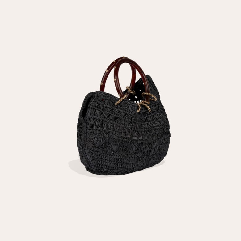 Gas Bijoux Sac Bourse Picot Raphia
