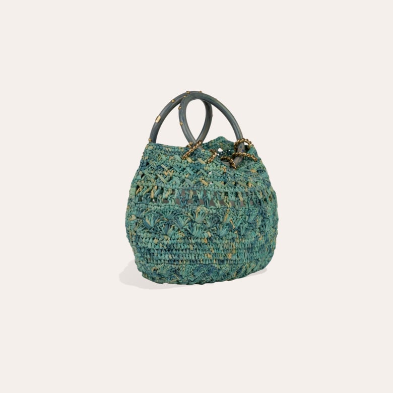 Gas Bijoux Sac Bourse Picot Raphia