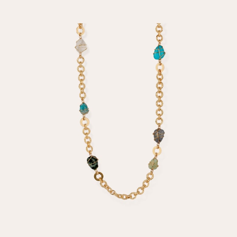 gas bijoux Sautoir Rainbow Multi doré