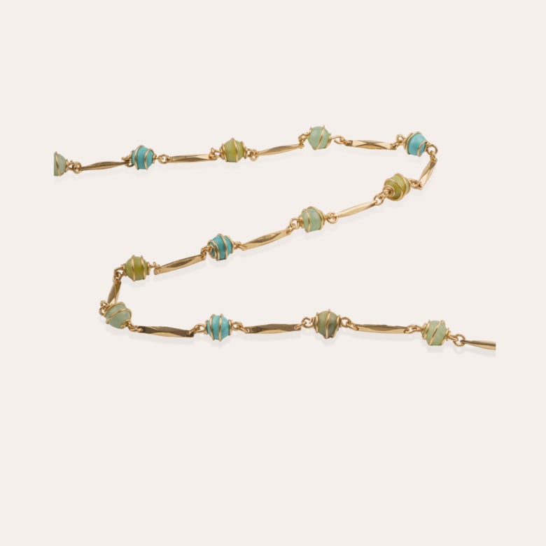 Gas Bijoux Sautoir Perla Pierre Grand Modèle Doré - Amazonite