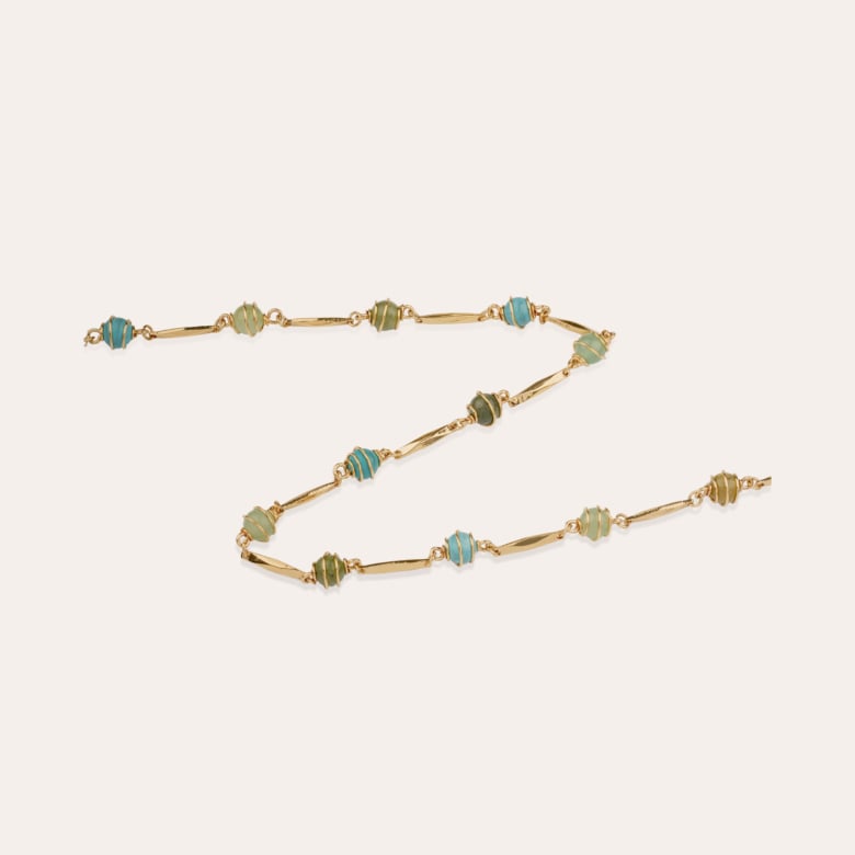 Gas Bijoux Sautoir Perla Serti Doré - Jaspe Verte Aventurine & Quartz Troïlite