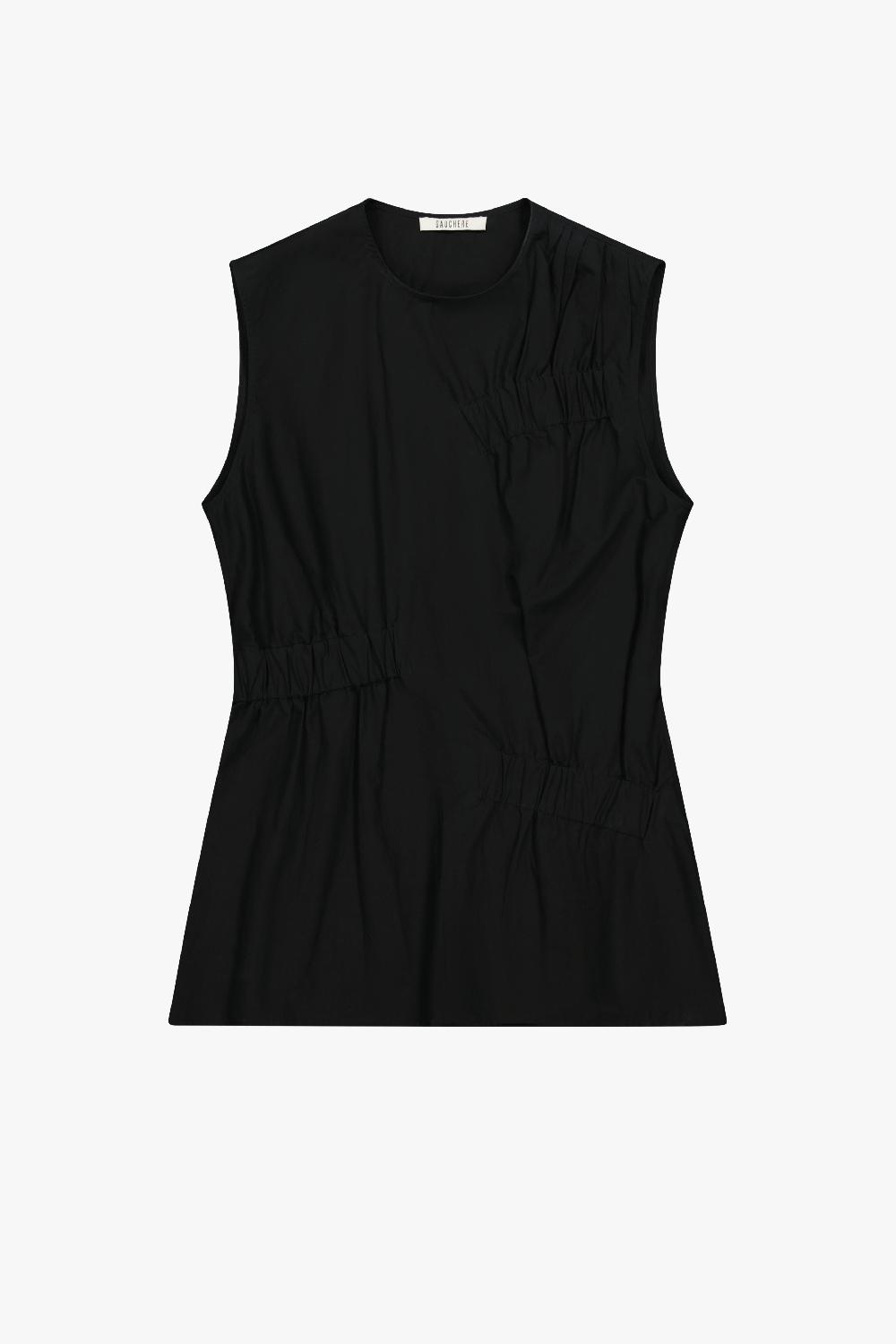 gauchère Haut Sans Manches En Coton Froncé