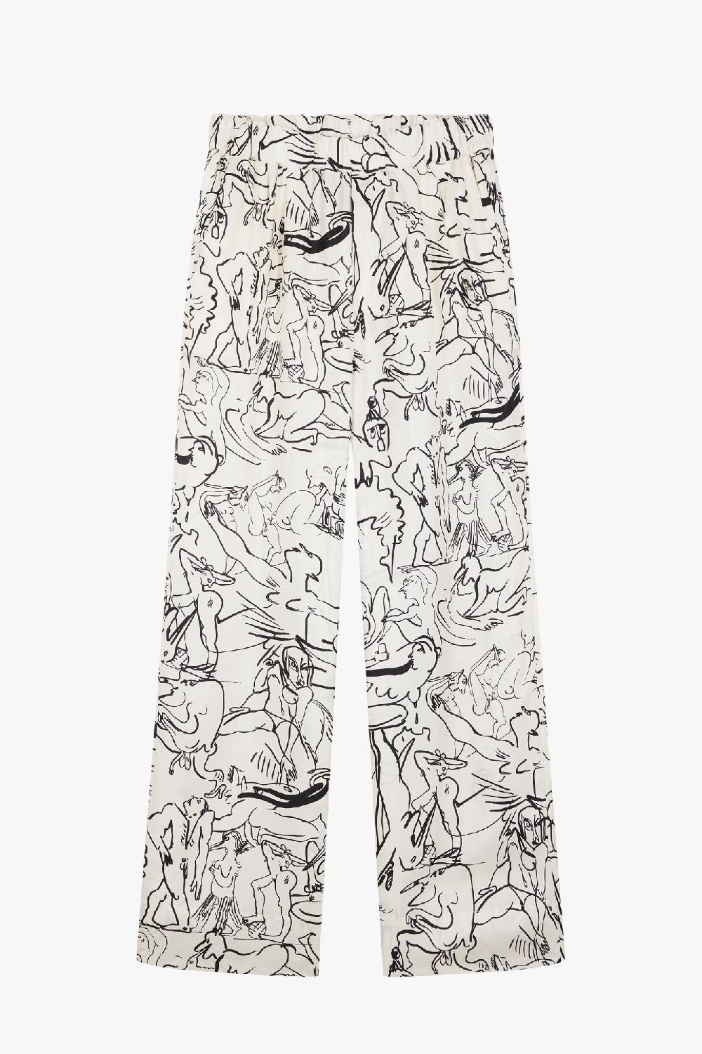 gauchère Pantalon Blanc Imprimé Camille Henrot