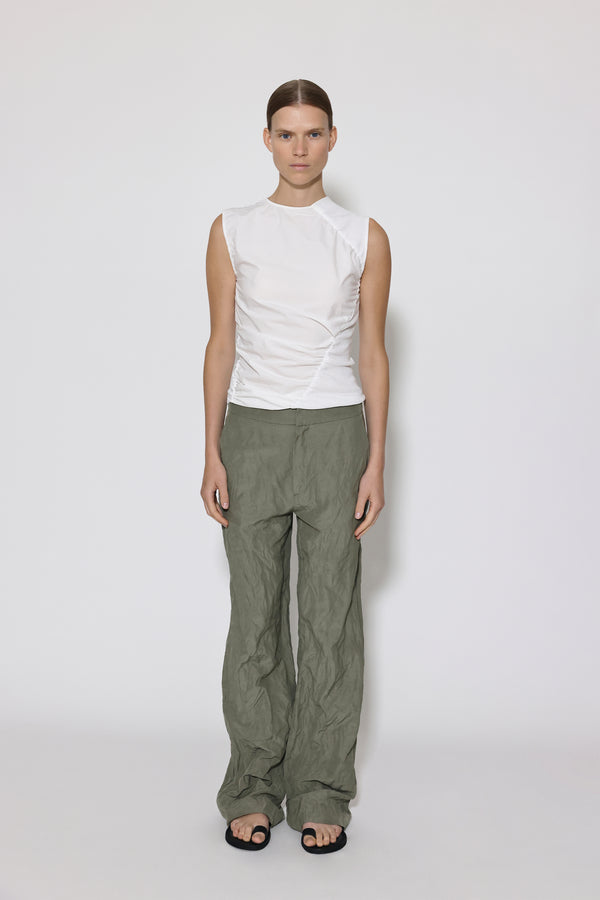Gauchère Pantalon Droit En Coton Froissé