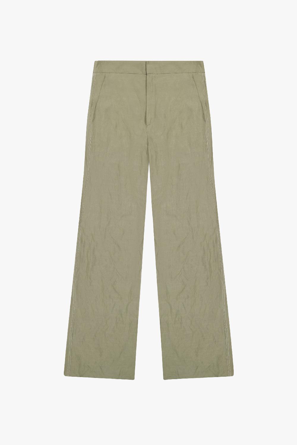 gauchère Pantalon Droit En Coton Froissé