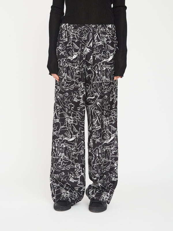 Gauchère Pantalon Noir Imprimé Camille Henrot