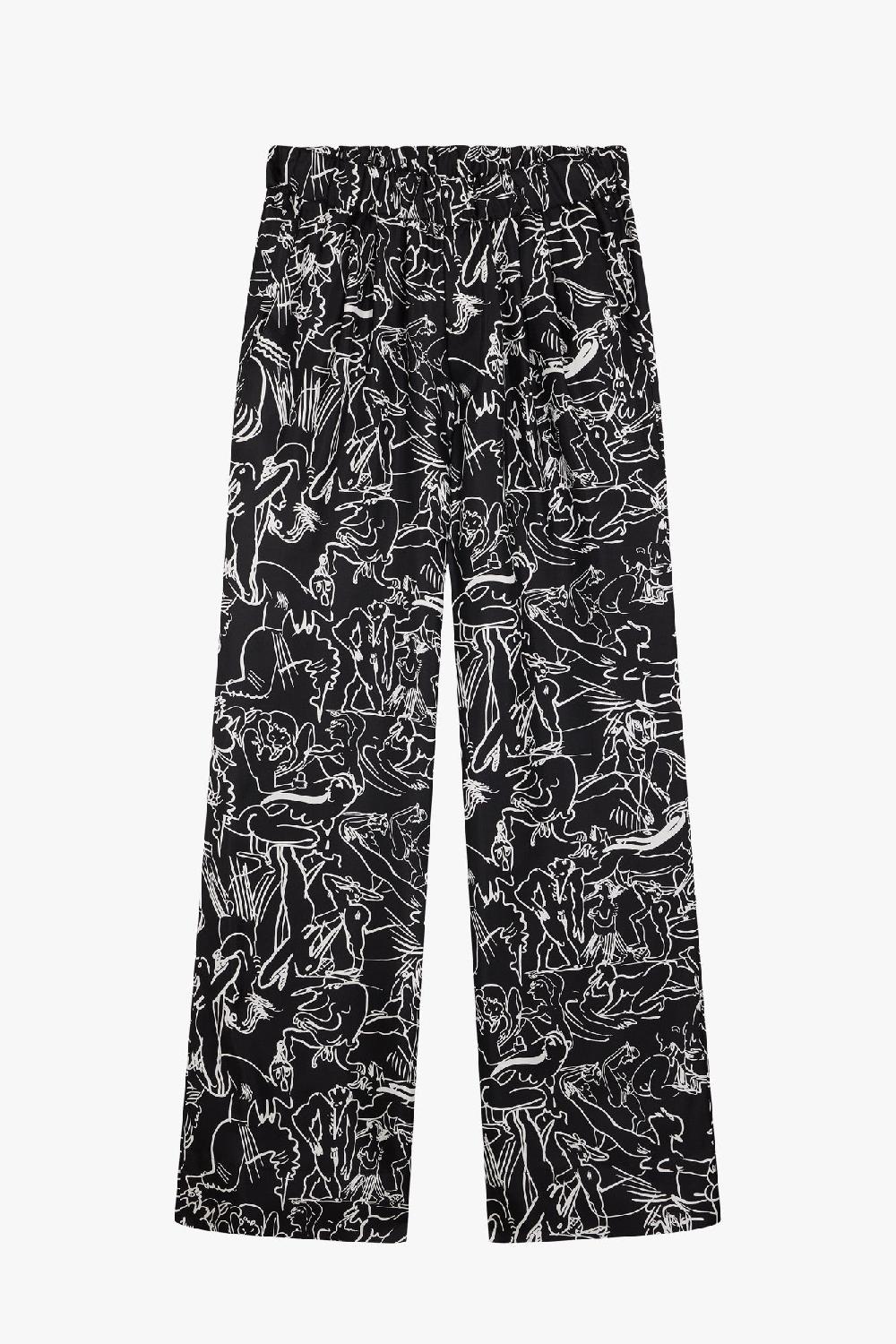 gauchère Pantalon Noir Imprimé Camille Henrot