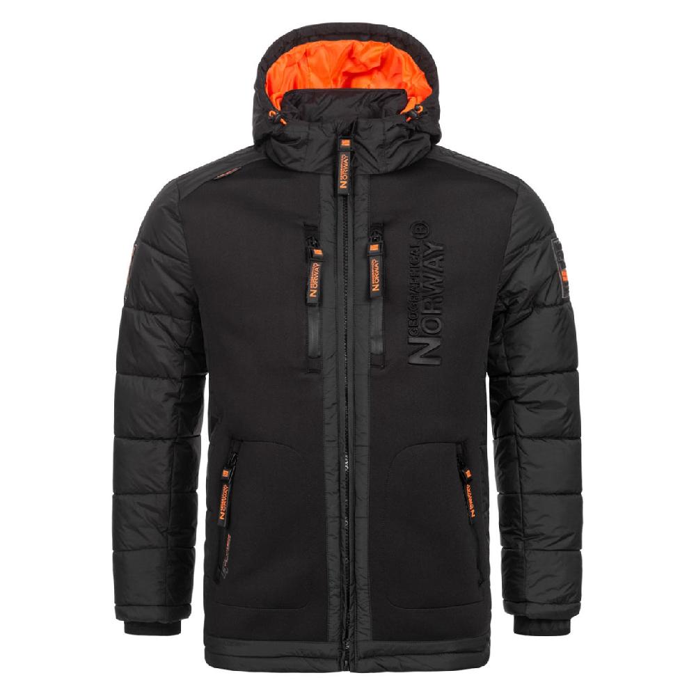 Geographical Norway Geographical Norway Beachwood Homme - Doudoune Bimatière Contrastée Et Matelassée Noir Orange
