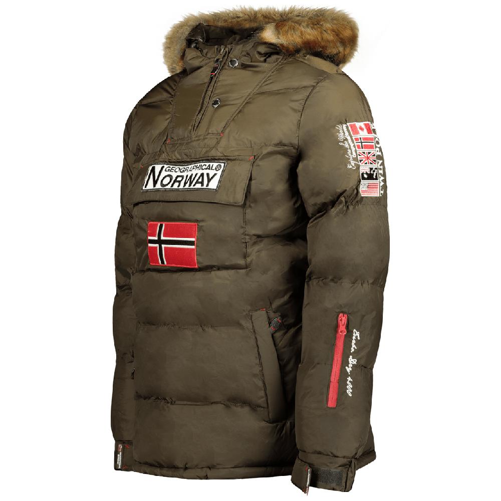 Geographical Norway Geographical Norway Bilboquet Homme - Doudoune Matelassée à Capuche Fixe Passe-Tête Demi-Zip Kaki Kaki