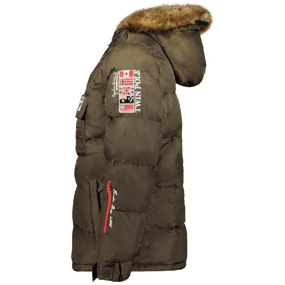 Geographical Norway Geographical Norway Bilboquet Homme - Doudoune Matelassée à Capuche Fixe Passe-Tête Demi-Zip Kaki Kaki