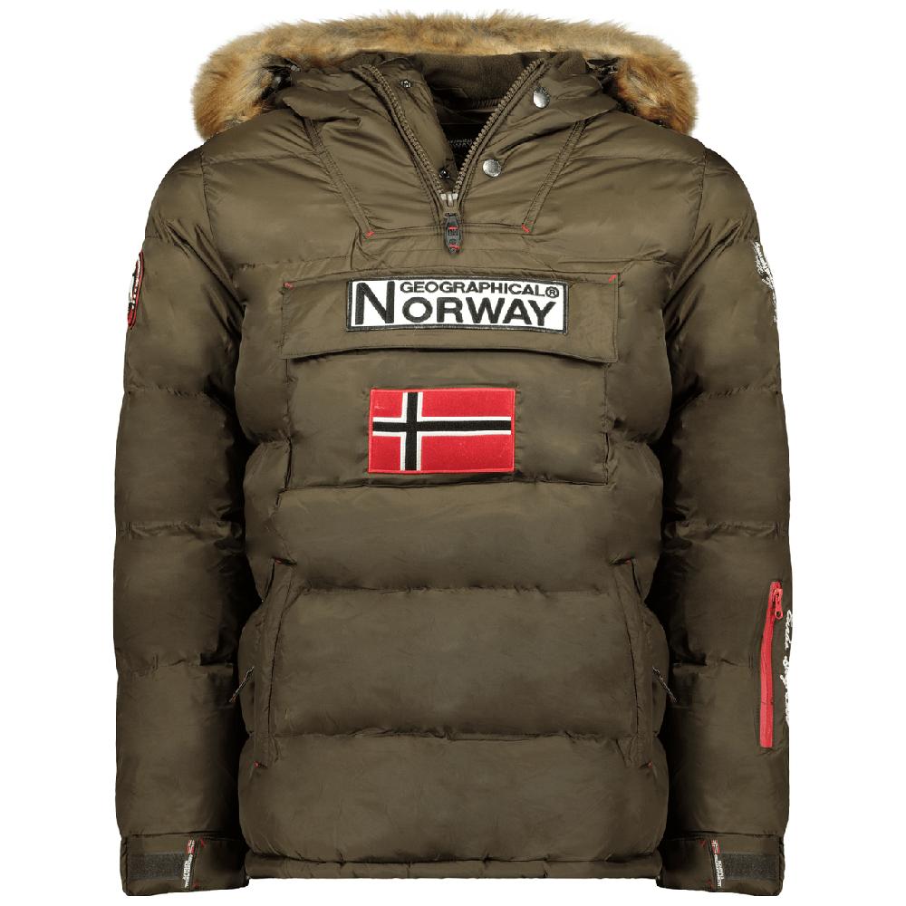 geographical norway Geographical Norway Bilboquet Homme - Doudoune Matelassée à Capuche Fixe Passe-Tête Demi-Zip Kaki Kaki