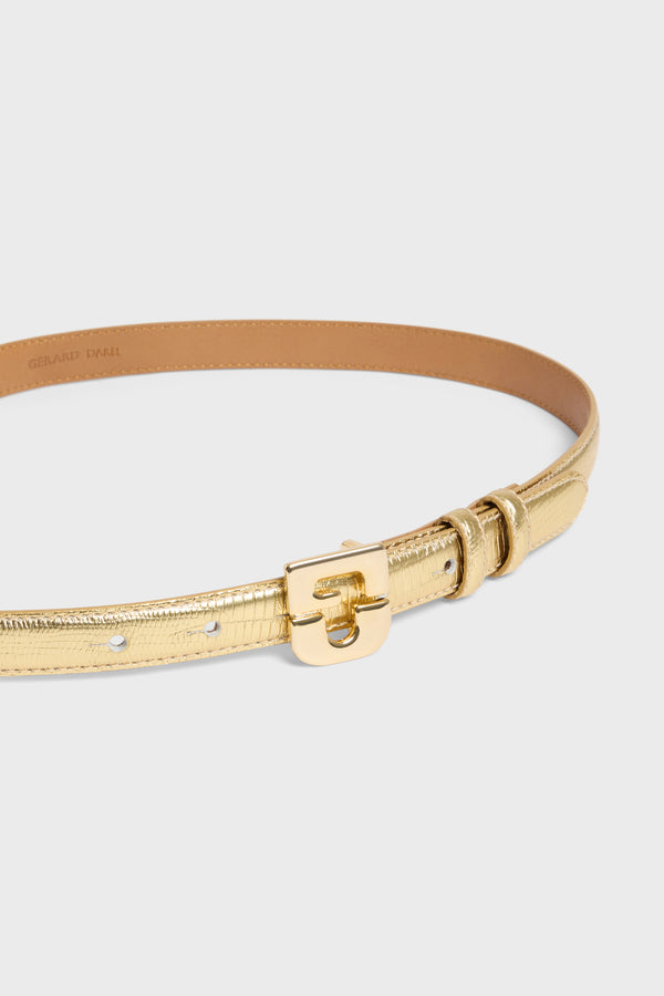 Gerard Darel Ceinture En Cuir Effet Python Métallisé - LE MINI LAUREN