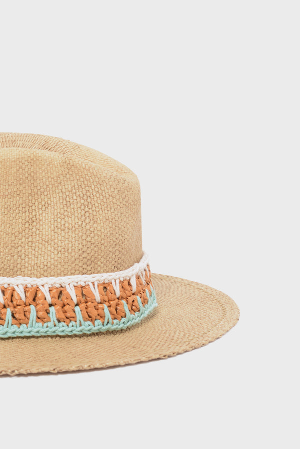 Gerard Darel Chapeau En Raphia à Bande Colorée - NIRMA