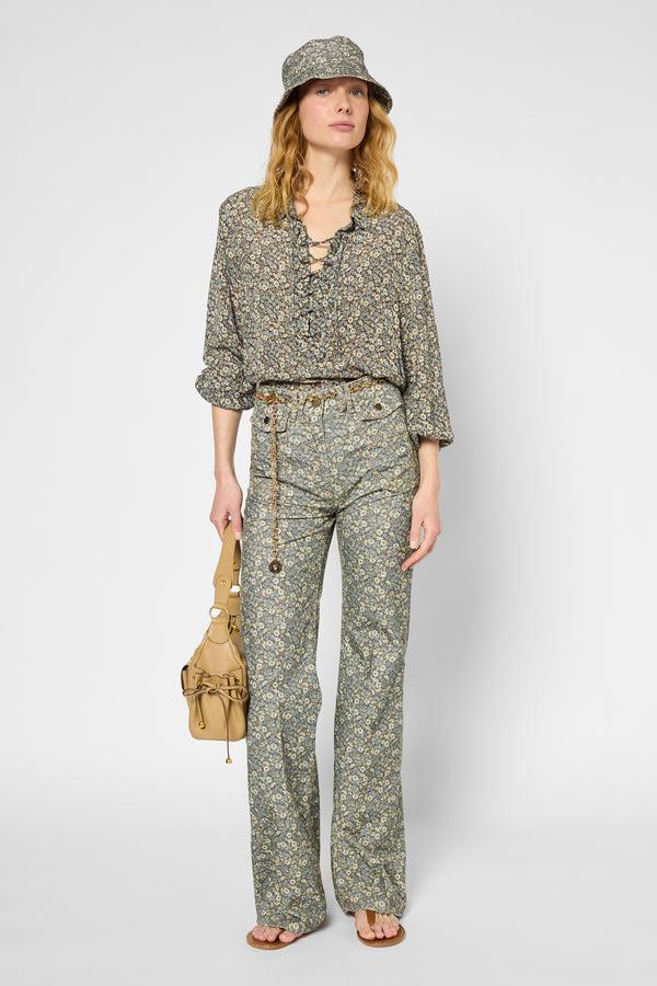 Gerard Darel Chemise Fluide à Fleurs à Col Lacé - ULENI